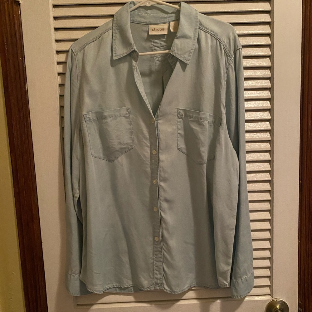 Chico's Blue Button Down Shirt Top